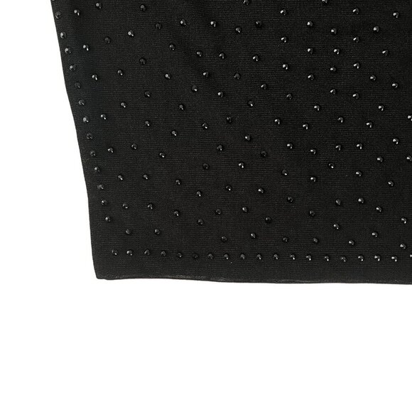 Windsor Black Rhinestones Off-the-Shoulder Long Sleeve Crop Top | Size S - Picture 4 of 6